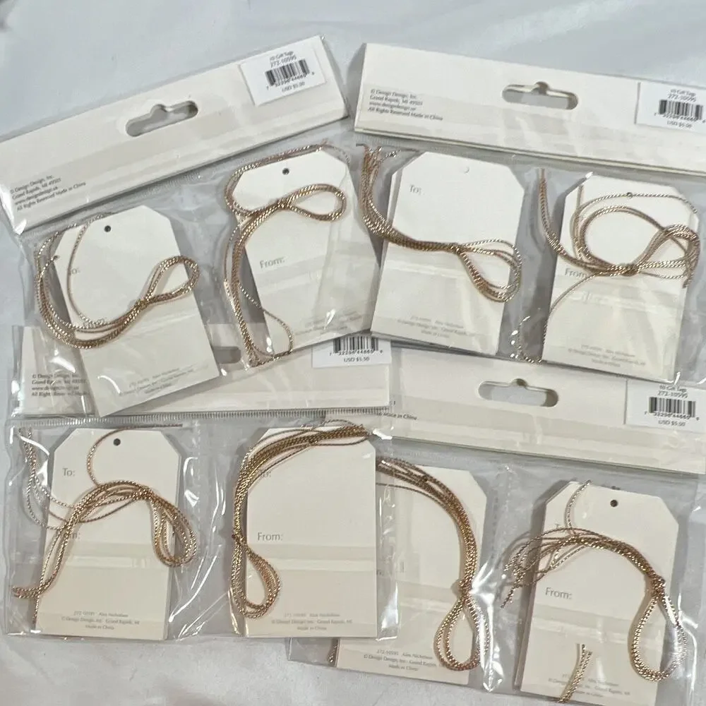 Design Design Christmas Gift Tags Blue Snowflake & Tree Gold String lot of 40